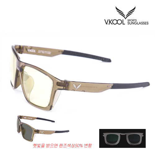 [V-KOOL] VK-2007 선글라스 옐로우 변색렌즈 (도수클립 포함)
